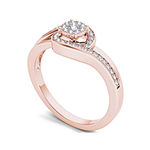 1/5 CT. T.W. Diamond Swirl 10K Rose Gold Engagement Ring