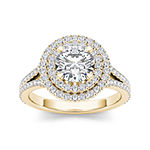 1 1/2 CT. T.W. Diamond 14K Yellow Gold Halo Engagement Ring 