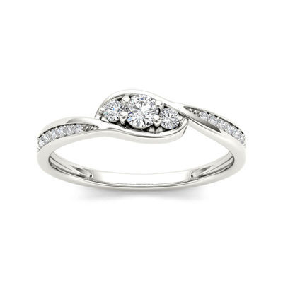 1/5 CT.T.W. Natural Diamond 10K White Gold 3-Stone Engagement Ring