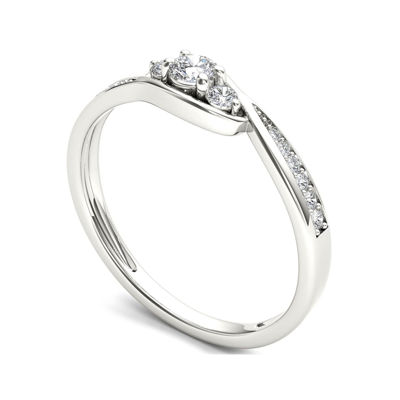 1/5 CT.T.W. Natural Diamond 10K White Gold 3-Stone Engagement Ring