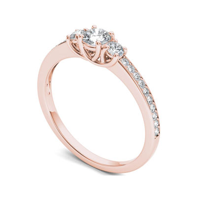 2 CT.T.W. Natural Diamond 14K Rose Gold 3-Stone Engagement Ring