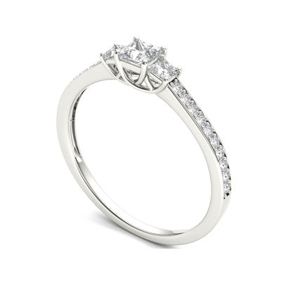 1/2 CT.T.W. Natural Diamond 14K White Gold 3-Stone Engagement Ring