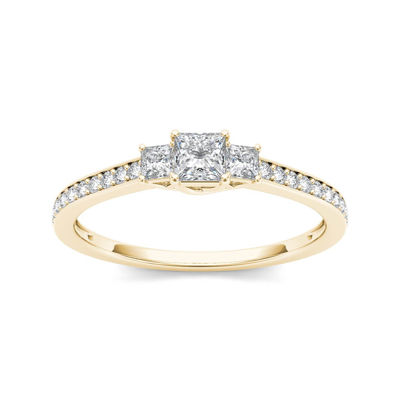 1/2 CT.T.W. Natural Diamond 14K Yellow Gold 3-Stone Engagement Ring