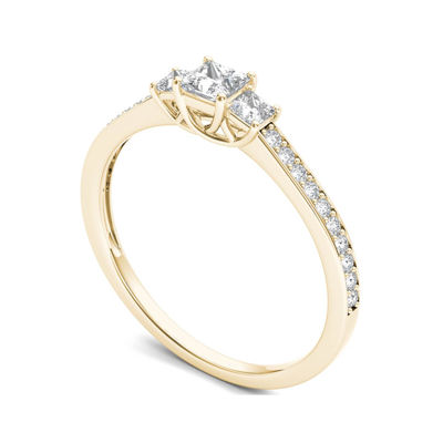 1/2 CT.T.W. Natural Diamond 14K Yellow Gold 3-Stone Engagement Ring