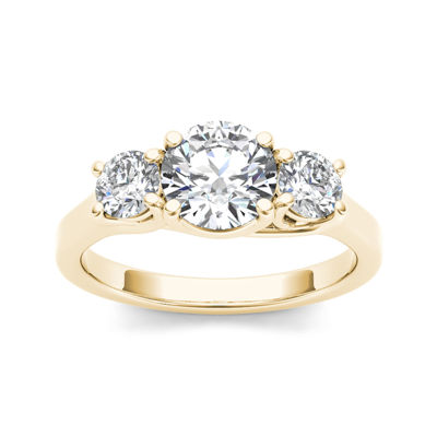 1 1/2 CT. T.W. Diamond 14K Yellow Gold 3-Stone Engagement Ring