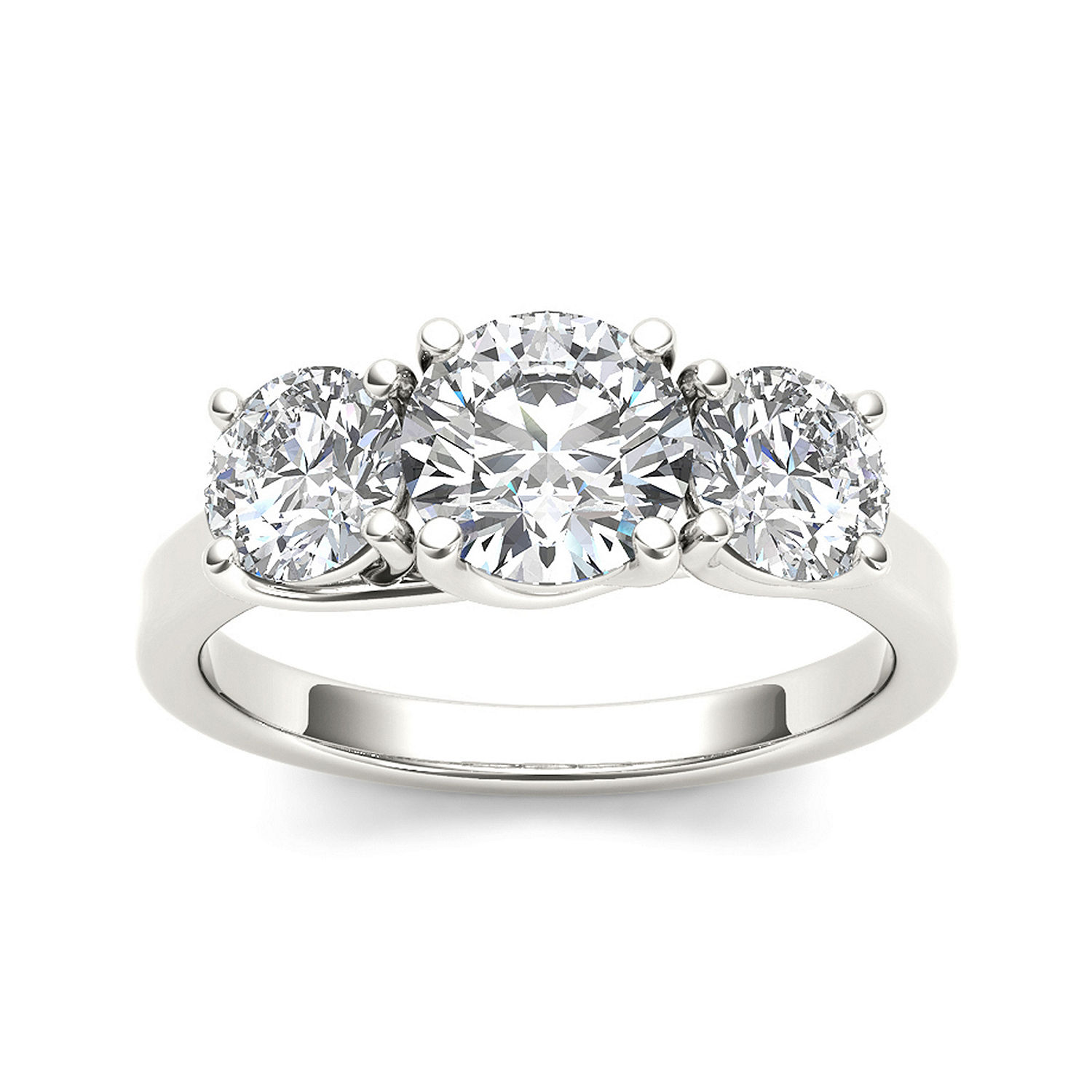 2 CT. T.W. Diamond 14K White Gold 3-Stone Engagement Ring, Color: White ...