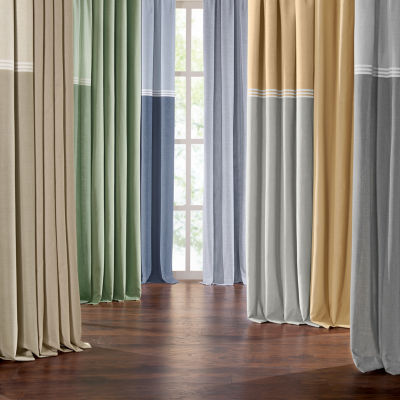 Fieldcrest Devin Solid Cotton Chambray Grommet Top Energy Saving 100% Blackout Single Curtain Panels