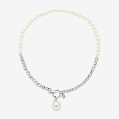 Worthington Simulated Pearl 19 Inch Curb Chain Necklace