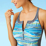 Free Country Stretch Striped Tankini Swimsuit Top