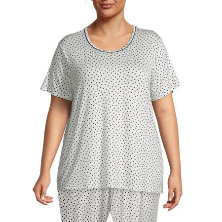  Liz Claiborne Cool and Calm Womens Plus Short Sleeve Scoop Neck Pajama Top