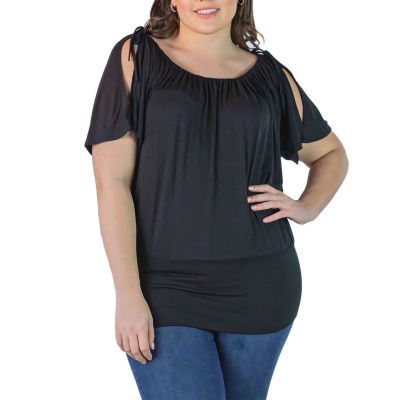 24seven Comfort Apparel 24/7 Comfort Apparel-Maternity Womens Scoop Neck  Short Sleeve Tunic Top