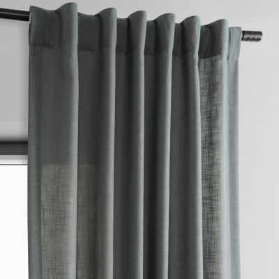 Exclusive Fabrics & Furnishing Classic Faux Linen Light-Filtering Rod Pocket Back Tab Single Curtain Panel