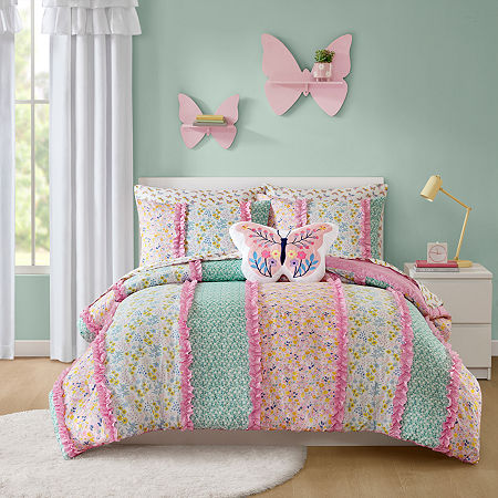 INK+IVY Kids Molly Floral Complete Bedding Set with Sheets, One Size, Pink