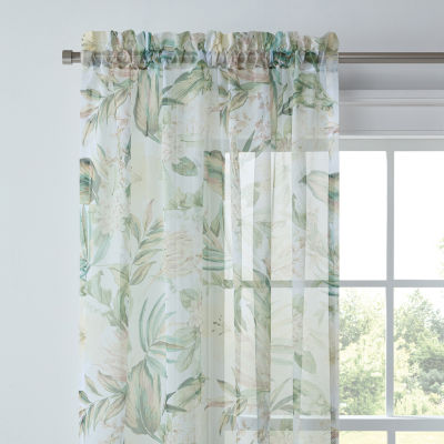 Liz Claiborne Lisette Printed Grommet Top Sheer Single Curtain Panel ...