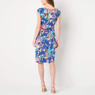 Jessica Howard Womens Sleeveless Floral Sheath Dress