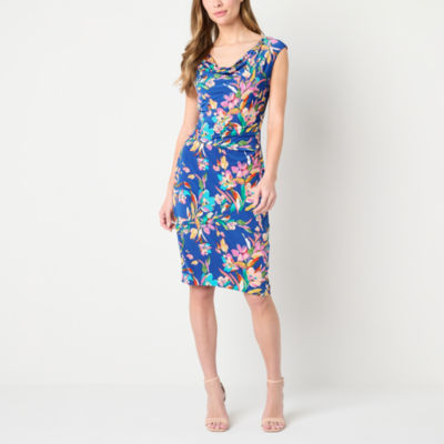Jessica Howard Womens Sleeveless Floral Sheath Dress