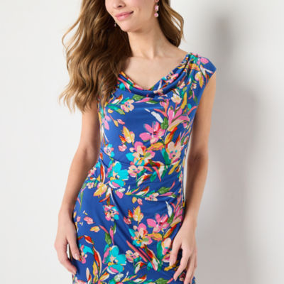 Jessica Howard Womens Sleeveless Floral Sheath Dress