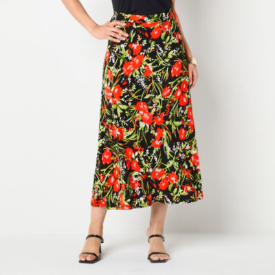 Black Label by Evan-Picone Knit Womens Mid Rise Maxi Skirt