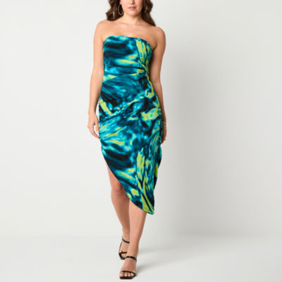 Bold Elements Womens Sleeveless Abstract Midi Bodycon Dress