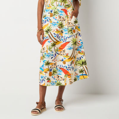 St. John's Bay Womens High Rise Midi A-Line Skirt