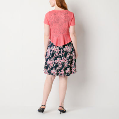 Perceptions Womens Petite Floral Jacket Dress