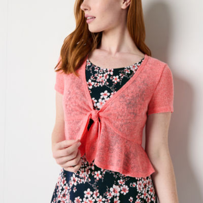 Perceptions Womens Petite Floral Jacket Dress