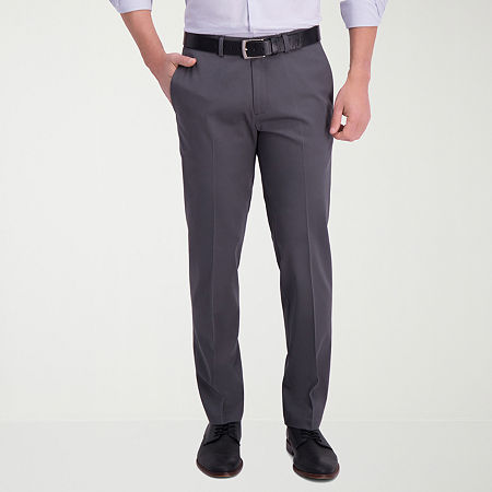 Haggar Mens Iron Free Premium Straight Fit Flat Front Khaki Pant, 36 29, Gray