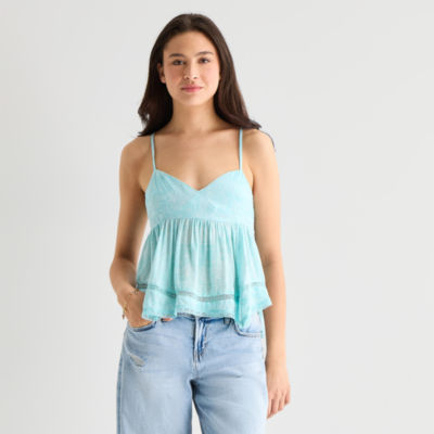 Arizona Womens Juniors Sleeveless Babydoll Top