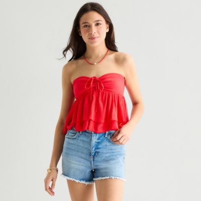Arizona Womens Juniors Babydoll Top