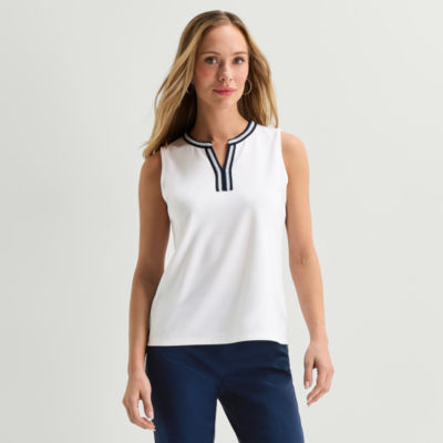 Liz Claiborne Womens V Neck Sleeveless Blouse