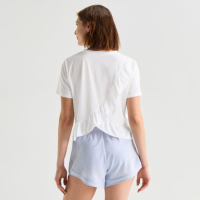 Xersion Ruffle Womens Quick Dry Active T-Shirt