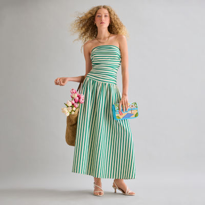 belle vie Striped Midi Dress