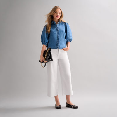 RM Rebecca Minkoff Elbow Sleeve Blouse and Wide Leg Cropped Jeans