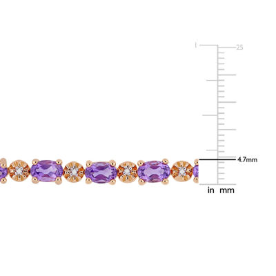 Womens Diamond Accent Genuine Purple Amethyst 18K Rose Gold Over Silver Tennis Bracelet