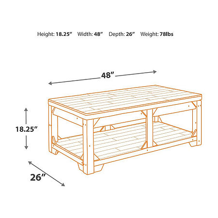 Signature Design By Ashley Fregine Coffee Table, One Size, Beige