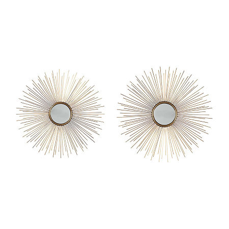 Signature Design by Ashley Doniel Wall Mount Tiltable Sunburst Decorative 2-pc. Mirror Set, One Size, Yellow -  77446940018