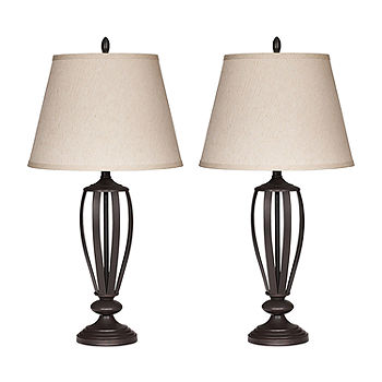 Ashley Mildred Metal Table Lamp in Bronze Set of 2 