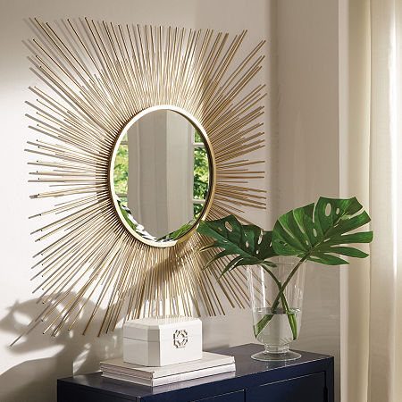 Signature Design By Ashley Elspeth Sunburst Wall Mirror, One Size, Yellow