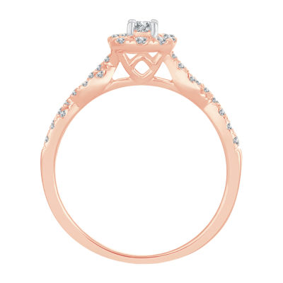 Womens 1/2 CT. T.W. Natural White Diamond 10K Rose Gold Oval Engagement Ring