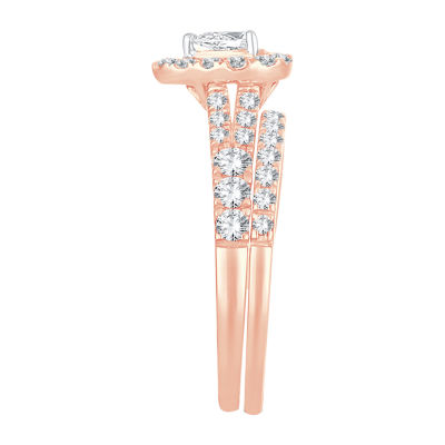 Womens 1 CT. T.W. Natural White Diamond 10K Rose Gold Pear Bridal Set