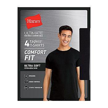Hanes Ultimate Comfort Fit Undershirt, Men's Crewneck Stretch-Cotton  T-Shirt, 4-Pack, White 4-Pack, Small : : Clothing, Shoes &  Accessories