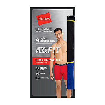 Hanes Ultimate Comfort Flex Fit Ultra Lightweight Mens 4 Pack Boxer Briefs