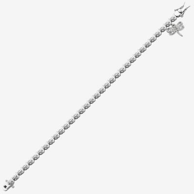 Sparkle Allure Dragonfly Pure Silver Over Bronze Womens Natural Diamond Accent Pure Silver Over Bronze Round 7.25 Inch Tennis Bracelet