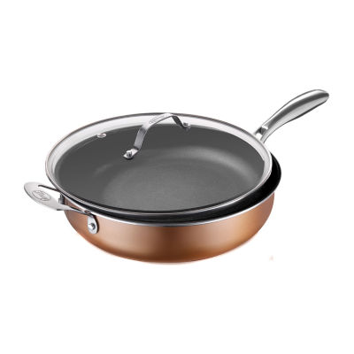 Gotham Steel Copper Cast Textured 5.5-qt Nonstick Jumbo Cooker with Tempered Glass Lid