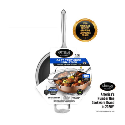 Gotham Steel Copper Cast Textured 5.5-qt Nonstick Jumbo Cooker with Tempered Glass Lid