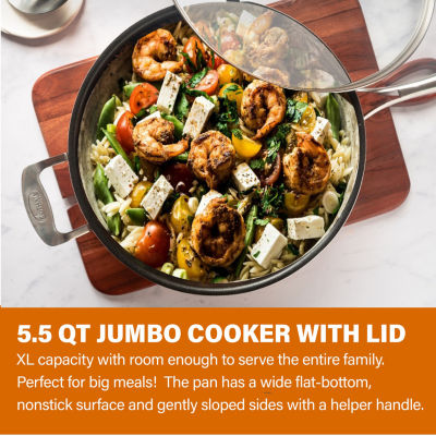 Gotham Steel Copper Cast Textured 5.5-qt Nonstick Jumbo Cooker with Tempered Glass Lid