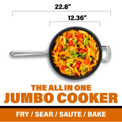 Gotham Steel Copper Cast Textured 5.5-qt Nonstick Jumbo Cooker with Tempered Glass Lid