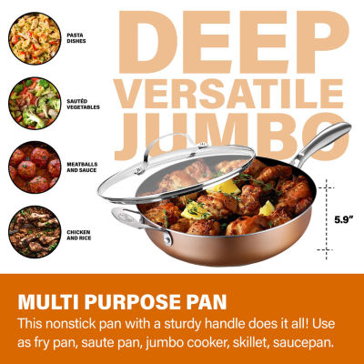 Gotham Steel Copper Cast Textured 5.5-qt Nonstick Jumbo Cooker with Tempered Glass Lid