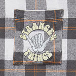 Stranger Things Juniors Womens Embroidered Flannel Shirt