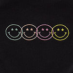 Smile Embroidered Juniors Womens Side-Cinch Graphic Baby T-Shirt